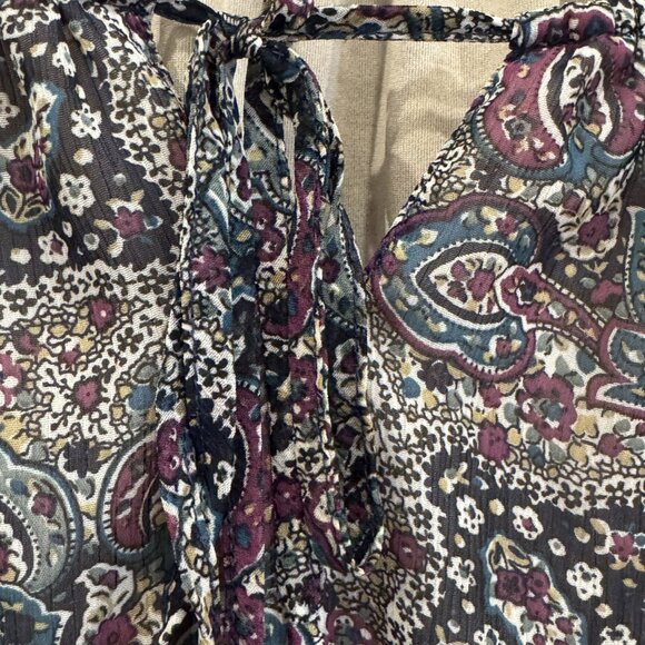 Roz & Ali 3xl Paisley Peasant Blouse EUC Boho Smocked Hem Workwear Versatile - Picture 4 of 6